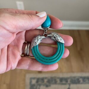 Vintage blue earrings with silver angel wings